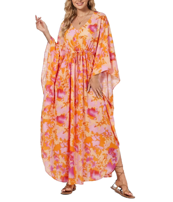 Justay Story Kaftan Dresses for Women Cover up One Size Swimsuit Beach Dresses