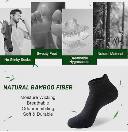 Justay Story 6 Pairs Bamboo Rayon Breathable Sports Low Cut Ankle Socks for Men