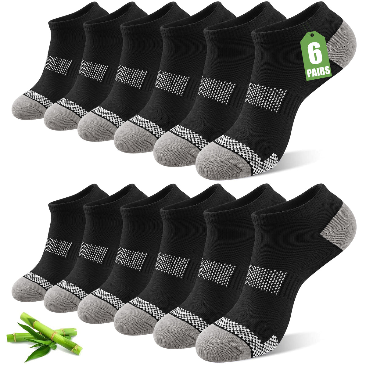Justay Story 6 Pairs Bamboo Rayon Breathable Sports Low Cut Ankle Socks for Men