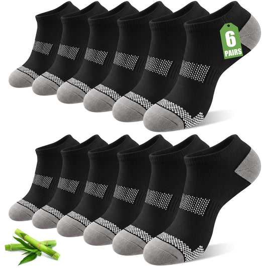 Justay Story 6 Pairs Bamboo Rayon Breathable Sports Low Cut Ankle Socks for Men