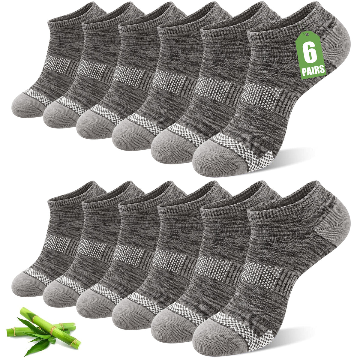 Justay Story 6 Pairs Bamboo Rayon Breathable Sports Low Cut Ankle Socks for Men