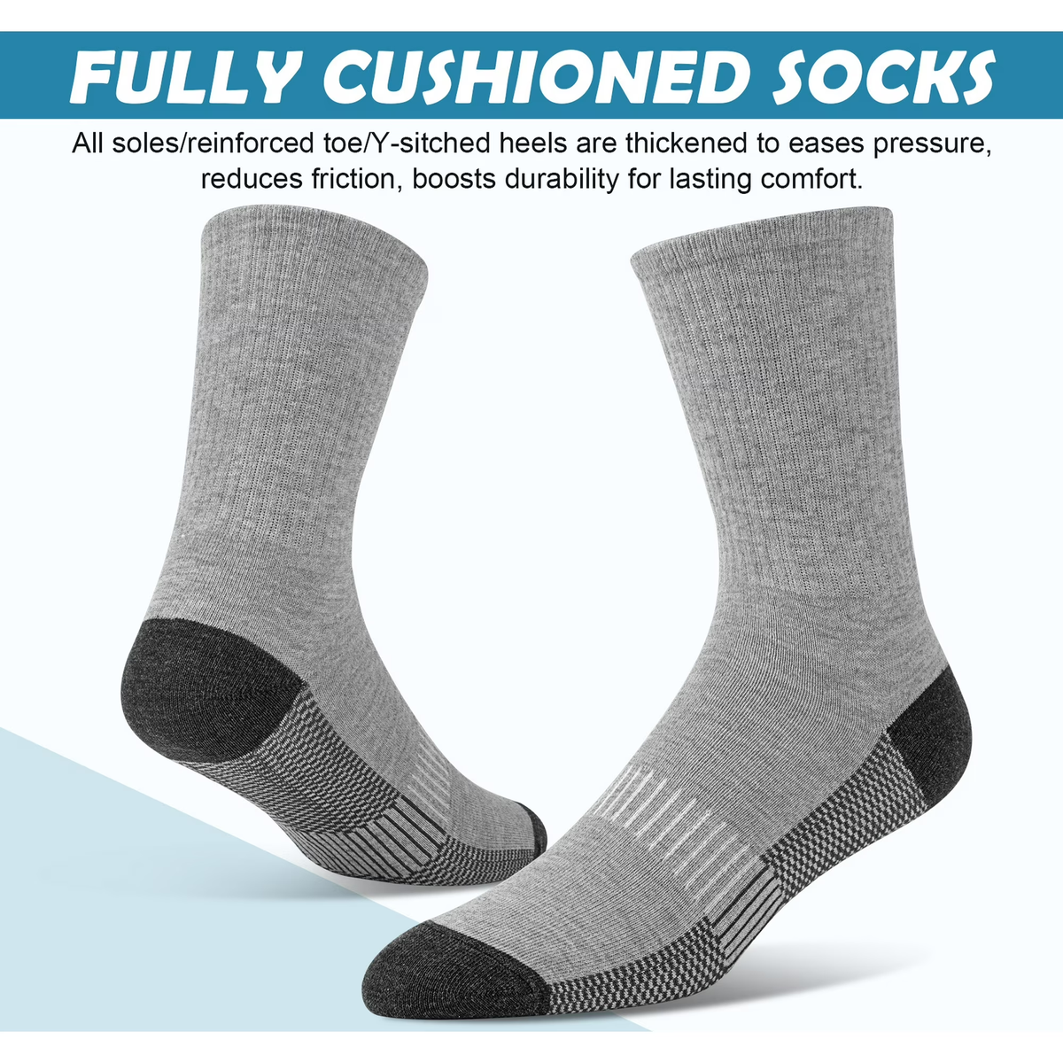 Justay Story 15 Pairs Athletic Socks Breathable Crew Moisture Wicking Sport Running Socks for Men Size 6-12