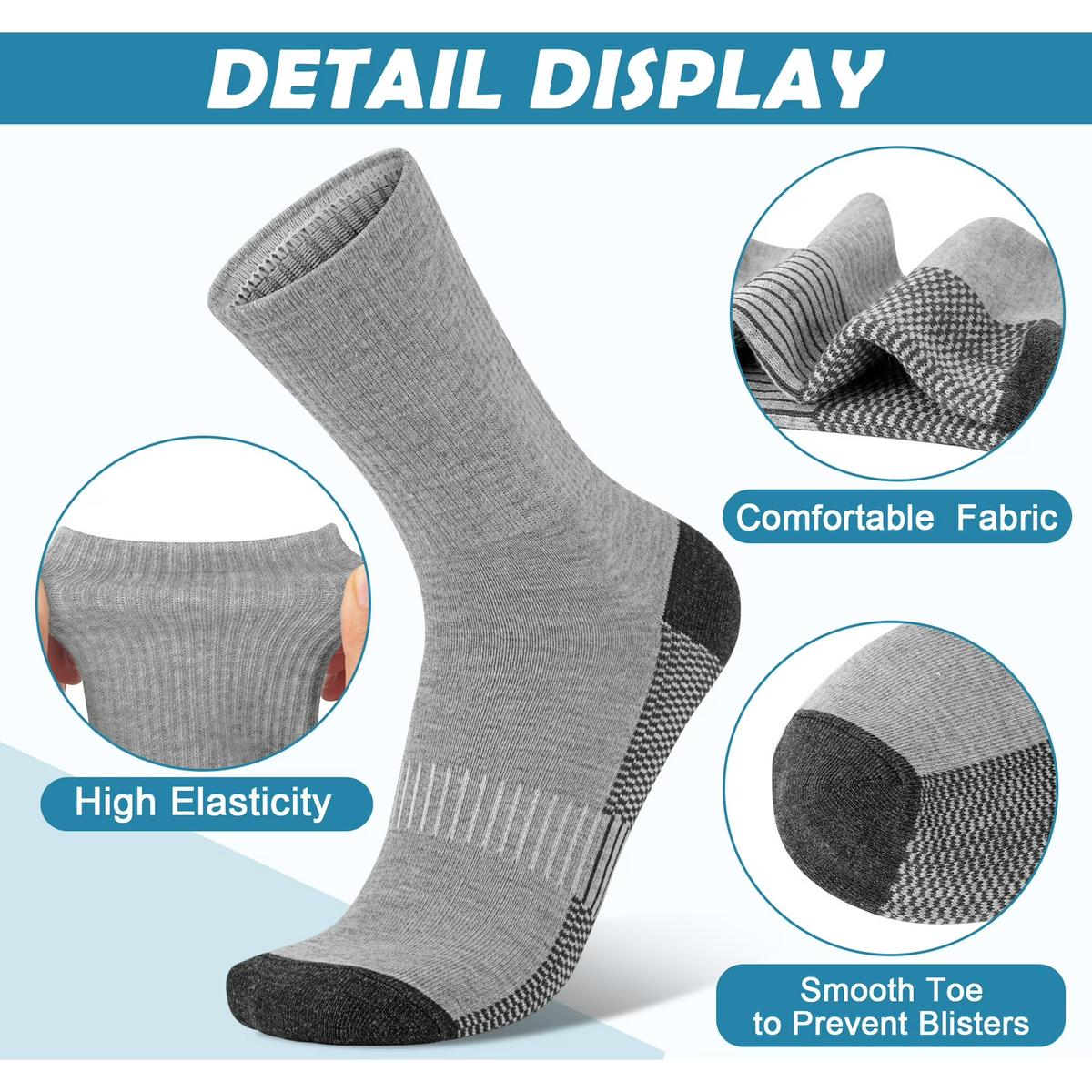 Justay Story 15 Pairs Athletic Socks Breathable Crew Moisture Wicking Sport Running Socks for Men Size 6-12